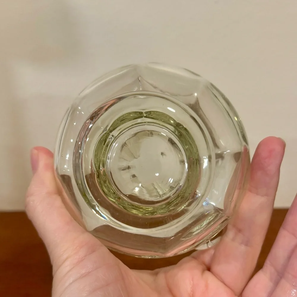 Vintage Romanian glass crystal small pitcher vase EUC